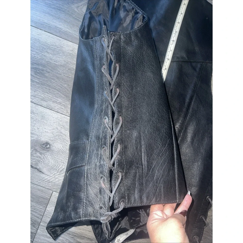 Leather‎ King Mens Black Leather Motorcycle Biker Vest Size 44
